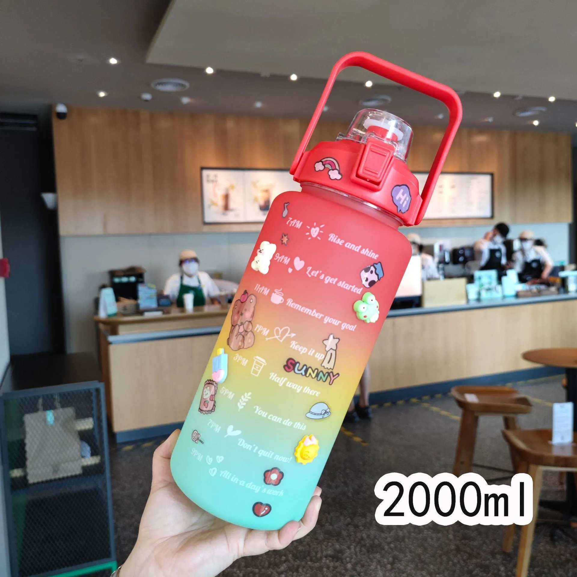 2000ml PC Double-Layer Sport Water Bottle with OPP Bag and Non-Microwaveable, Suitable for Office, Home, Bar, Restaurant, Outdoor, etc.