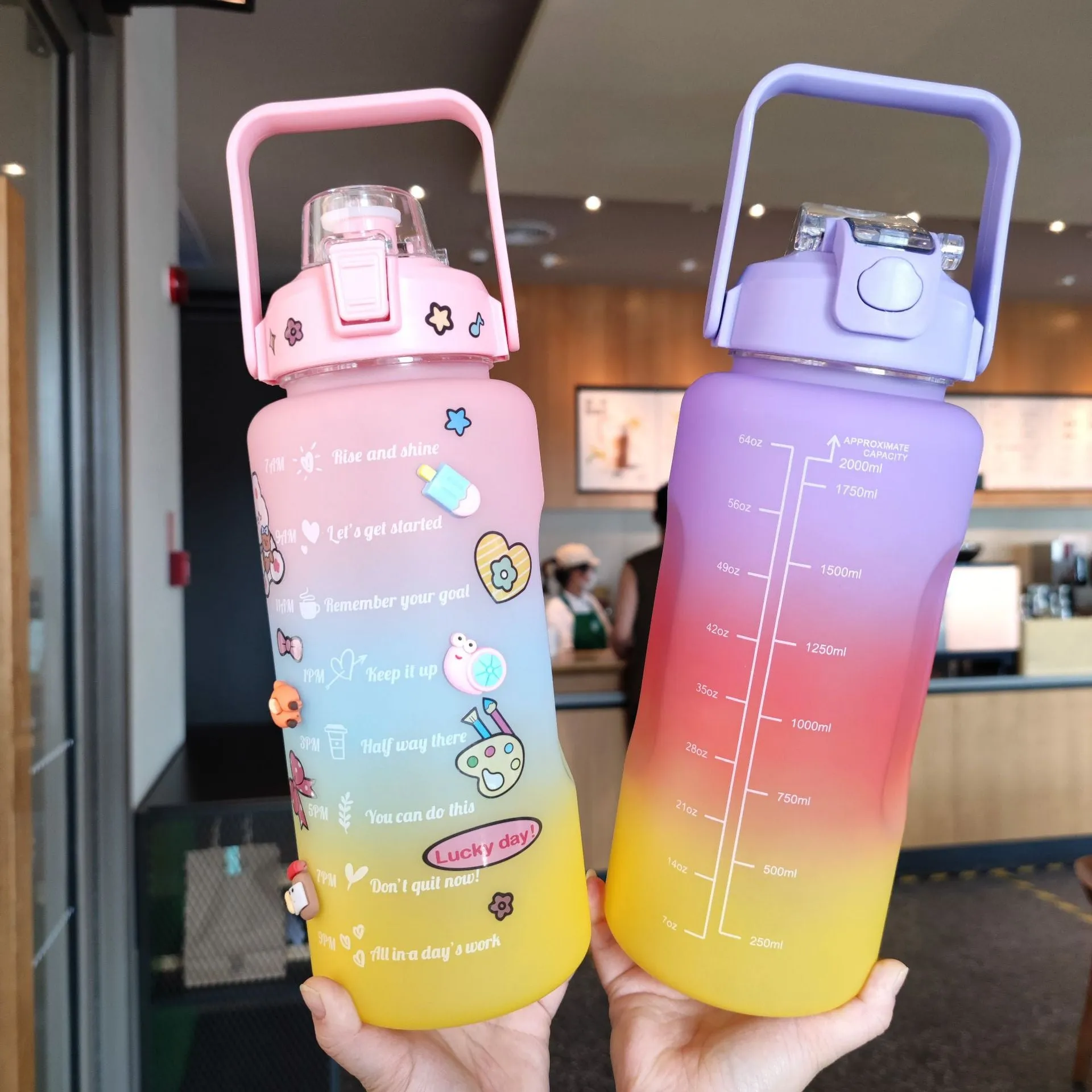 2000ml PC Double-Layer Sport Water Bottle with OPP Bag and Non-Microwaveable, Suitable for Office, Home, Bar, Restaurant, Outdoor, etc.