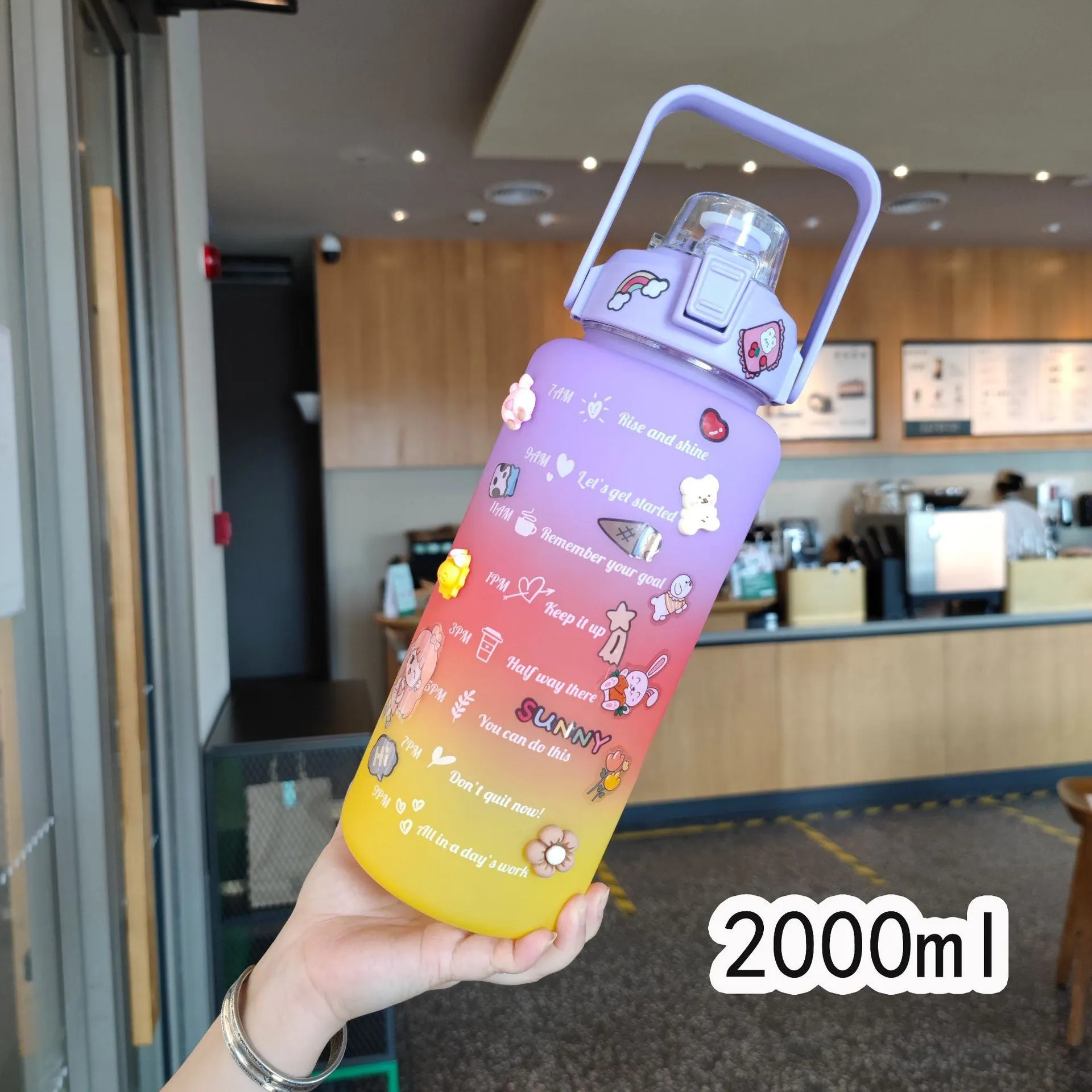 2000ml PC Double-Layer Sport Water Bottle with OPP Bag and Non-Microwaveable, Suitable for Office, Home, Bar, Restaurant, Outdoor, etc.