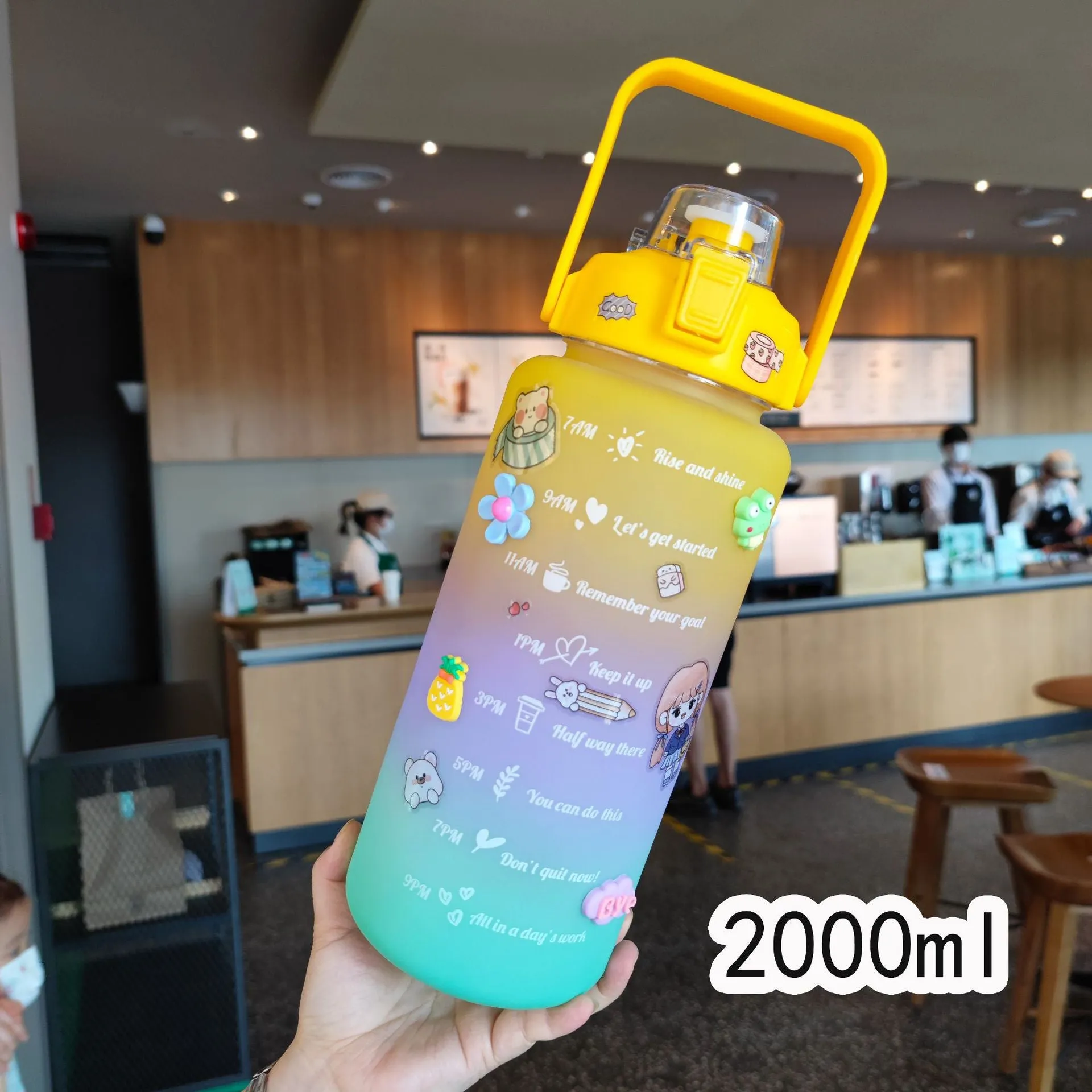 2000ml PC Double-Layer Sport Water Bottle with OPP Bag and Non-Microwaveable, Suitable for Office, Home, Bar, Restaurant, Outdoor, etc.