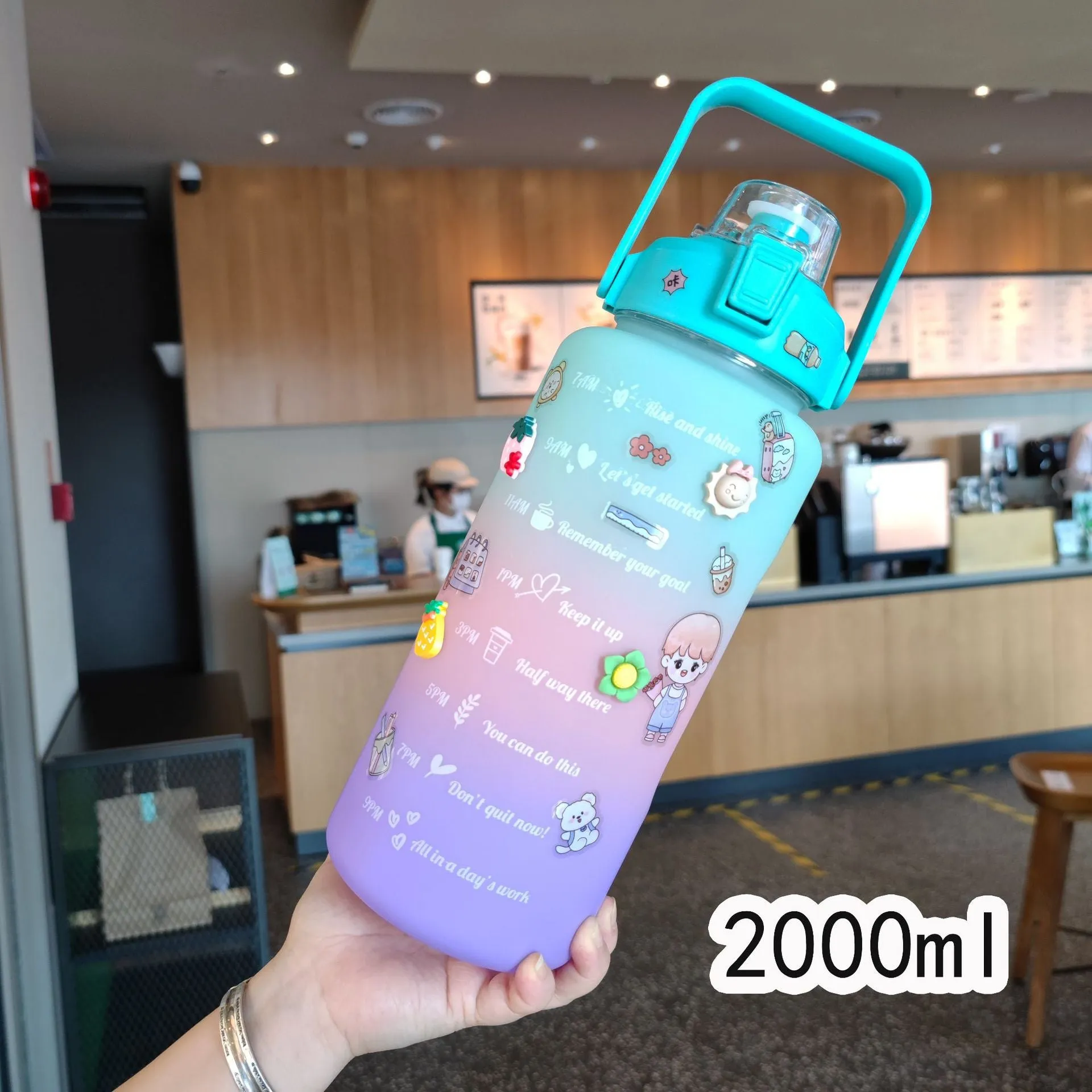 2000ml PC Double-Layer Sport Water Bottle with OPP Bag and Non-Microwaveable, Suitable for Office, Home, Bar, Restaurant, Outdoor, etc.