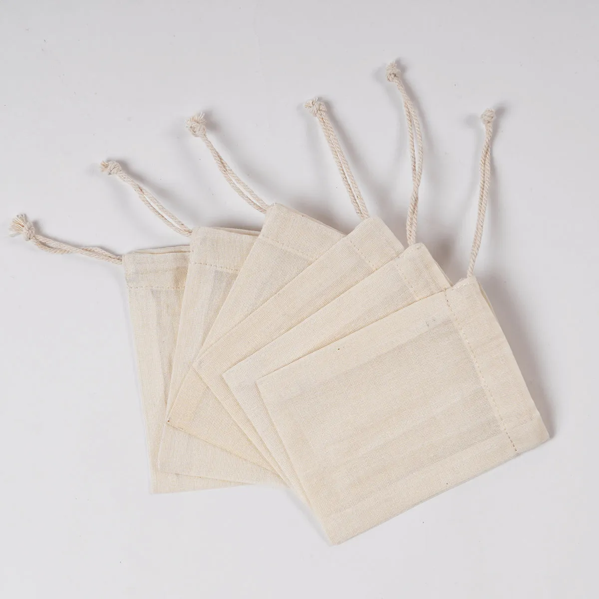 3"X 4" Pure Cotton Spice Pouch, Biodegradable and Reusable Premium Quality Muslin Drawstring Bag