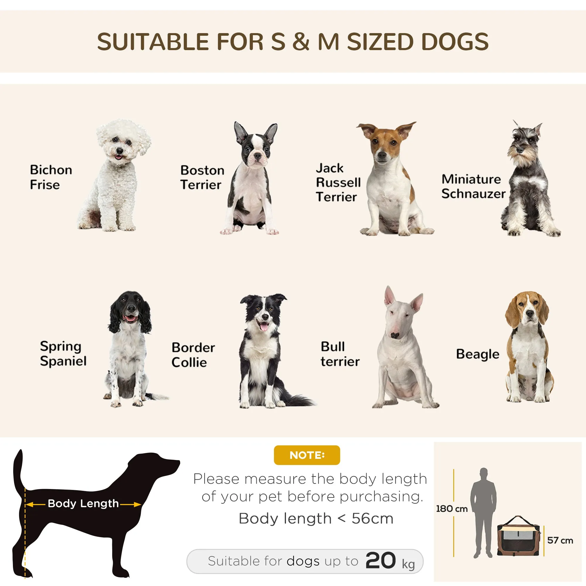 81cm Foldable Pet Carrier, with Cushion, for Medium Dogs and Cats - Brown