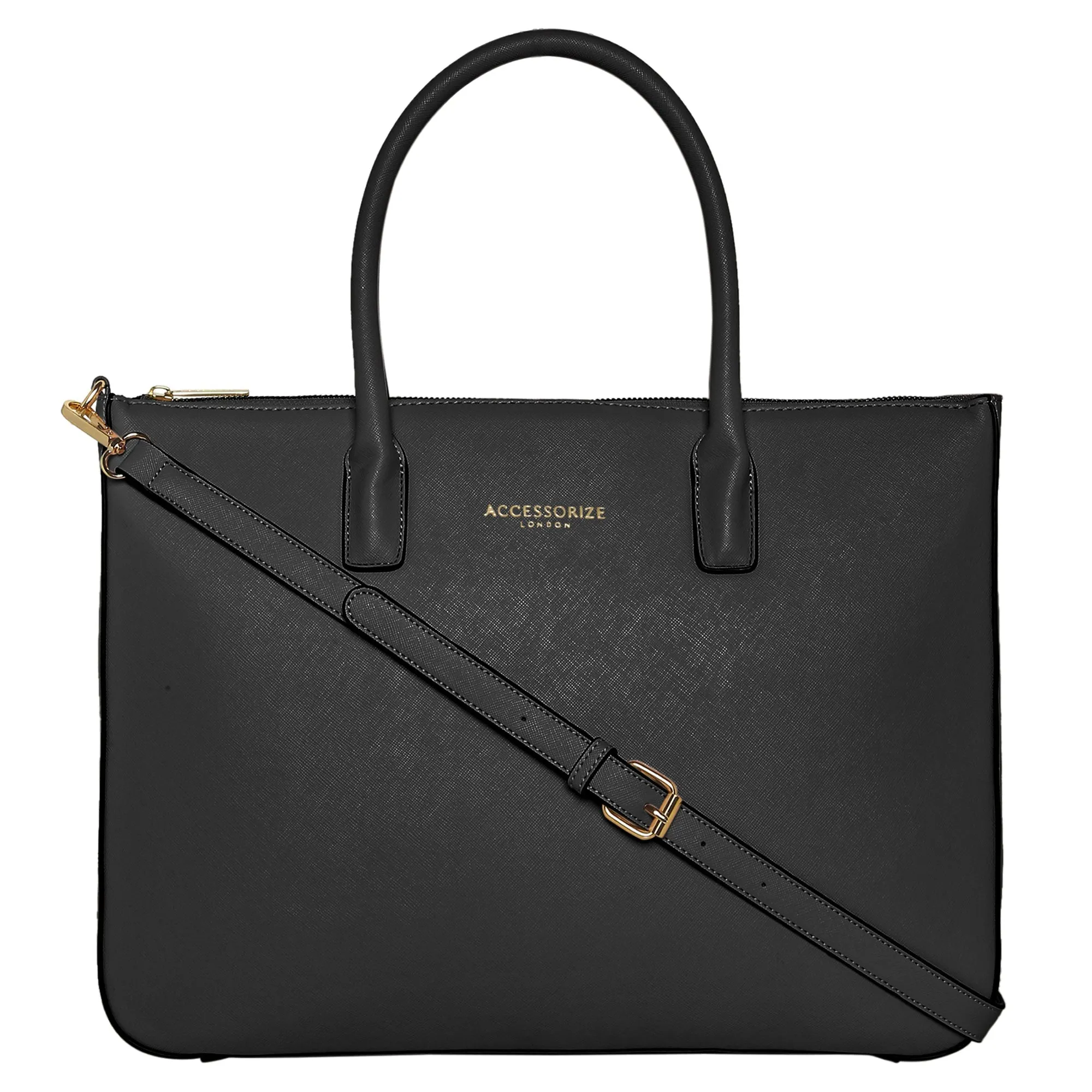 Accessorize London Women's Faux Leather Black Sapphire laptop handheld Bag