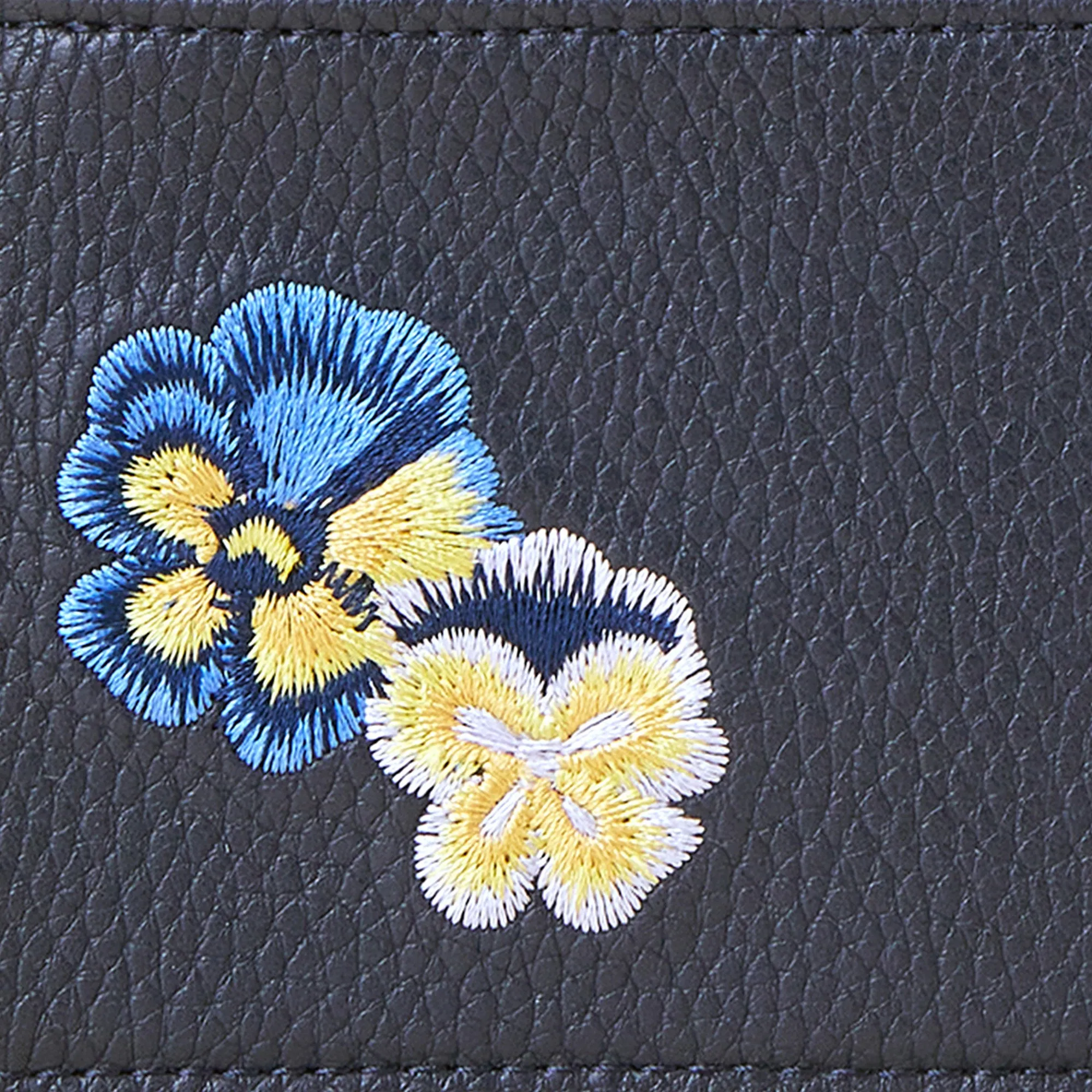 Accessorize London Women's Faux Leather Navy Floral Embroidered Card Holder