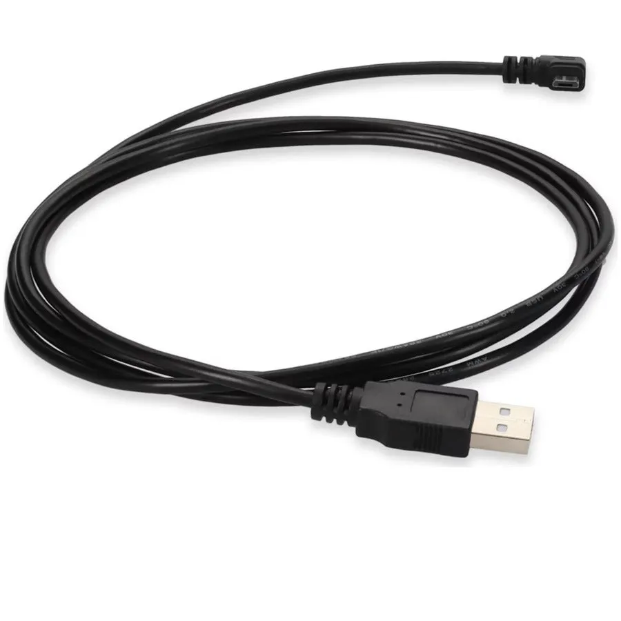 Addon 6Ft Usb 2.0 (A) Male To Micro-Usb 2.0 (B) Right-Angle Male Black Cable