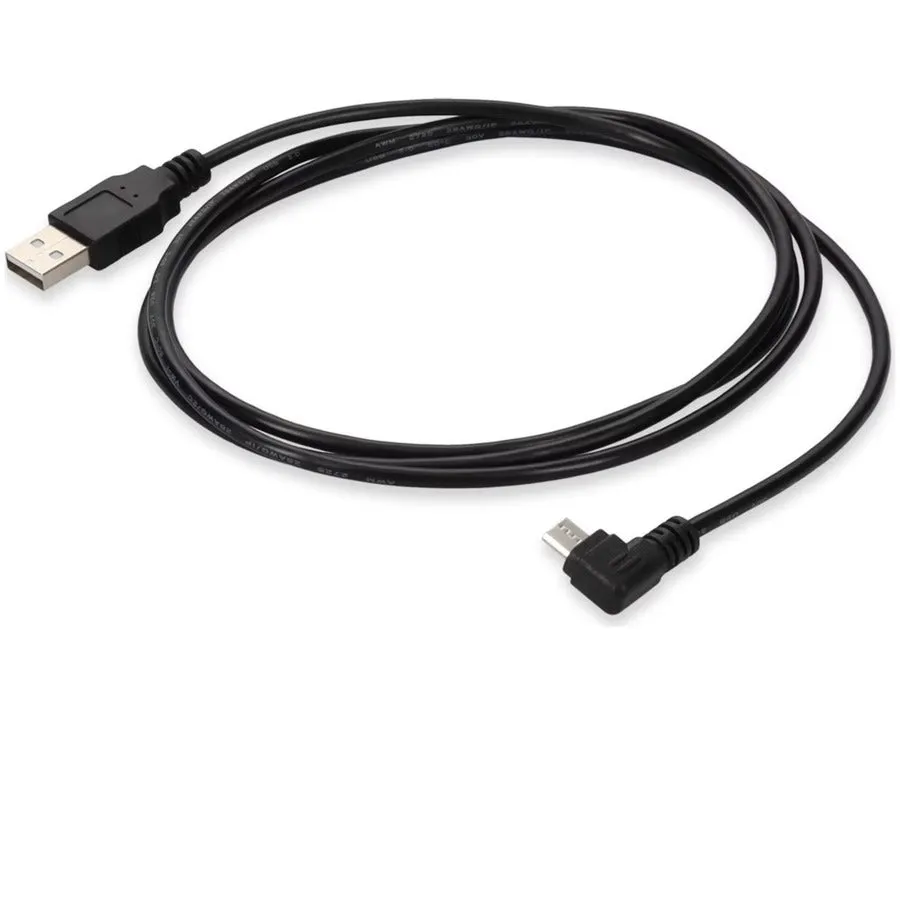 Addon 6Ft Usb 2.0 (A) Male To Micro-Usb 2.0 (B) Right-Angle Male Black Cable