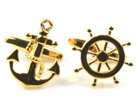 Anchor and Helm Nautical Cufflinks