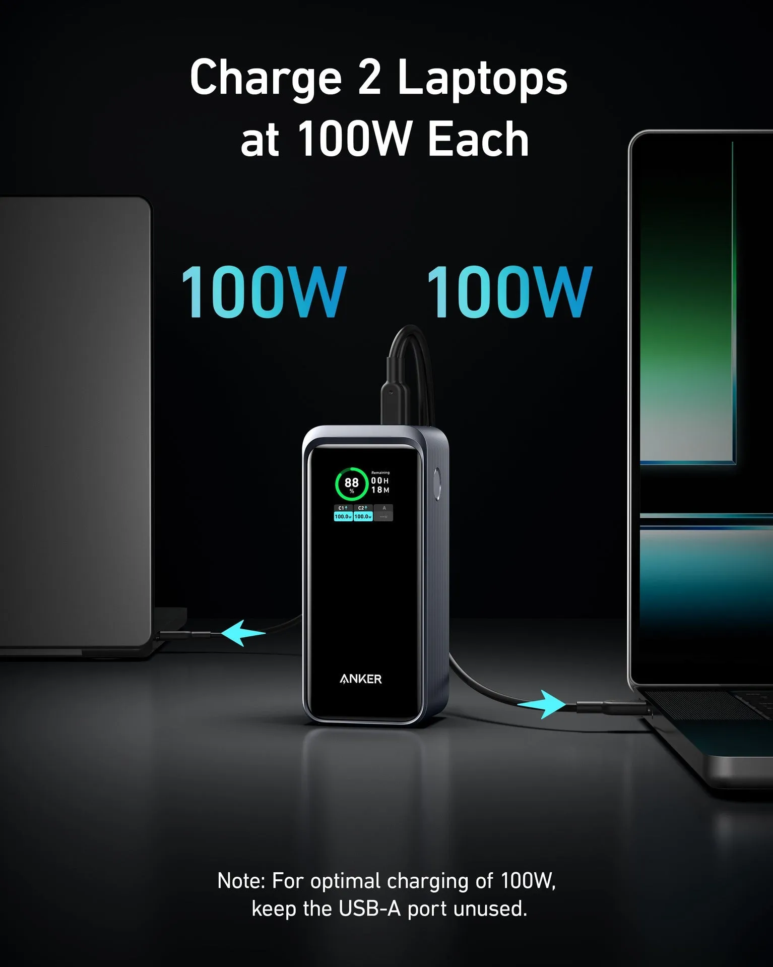 Anker Prime 20,000mAh Power Bank / 2 USB-C   1 USB Input / Built-in Display / 200W Fast Charging A1336011