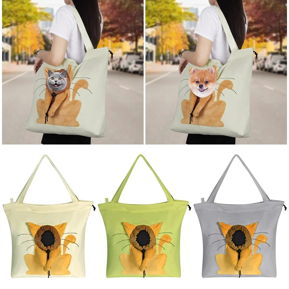 AnyWags Cat Handbag Gray Soft Collar Pets Carrier Luggage Small Dog Travel Tote Bag With Safety Zippers