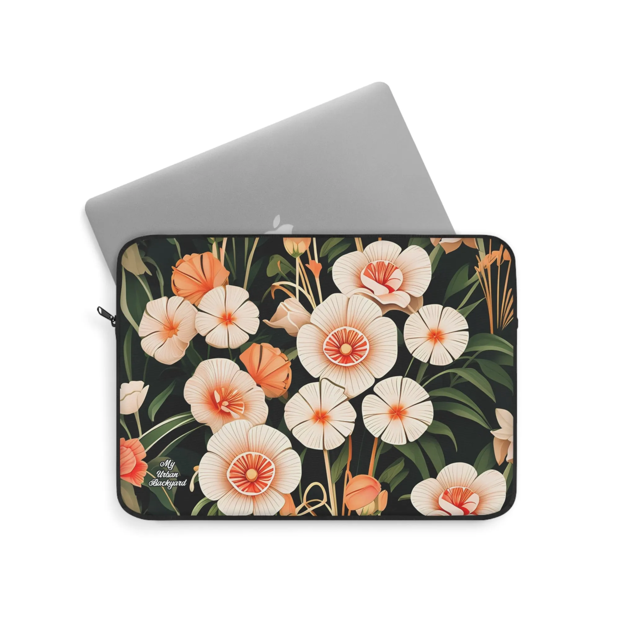 Art Deco Flowers, Laptop Carrying Case, Top Loading Sleeve for School or Work