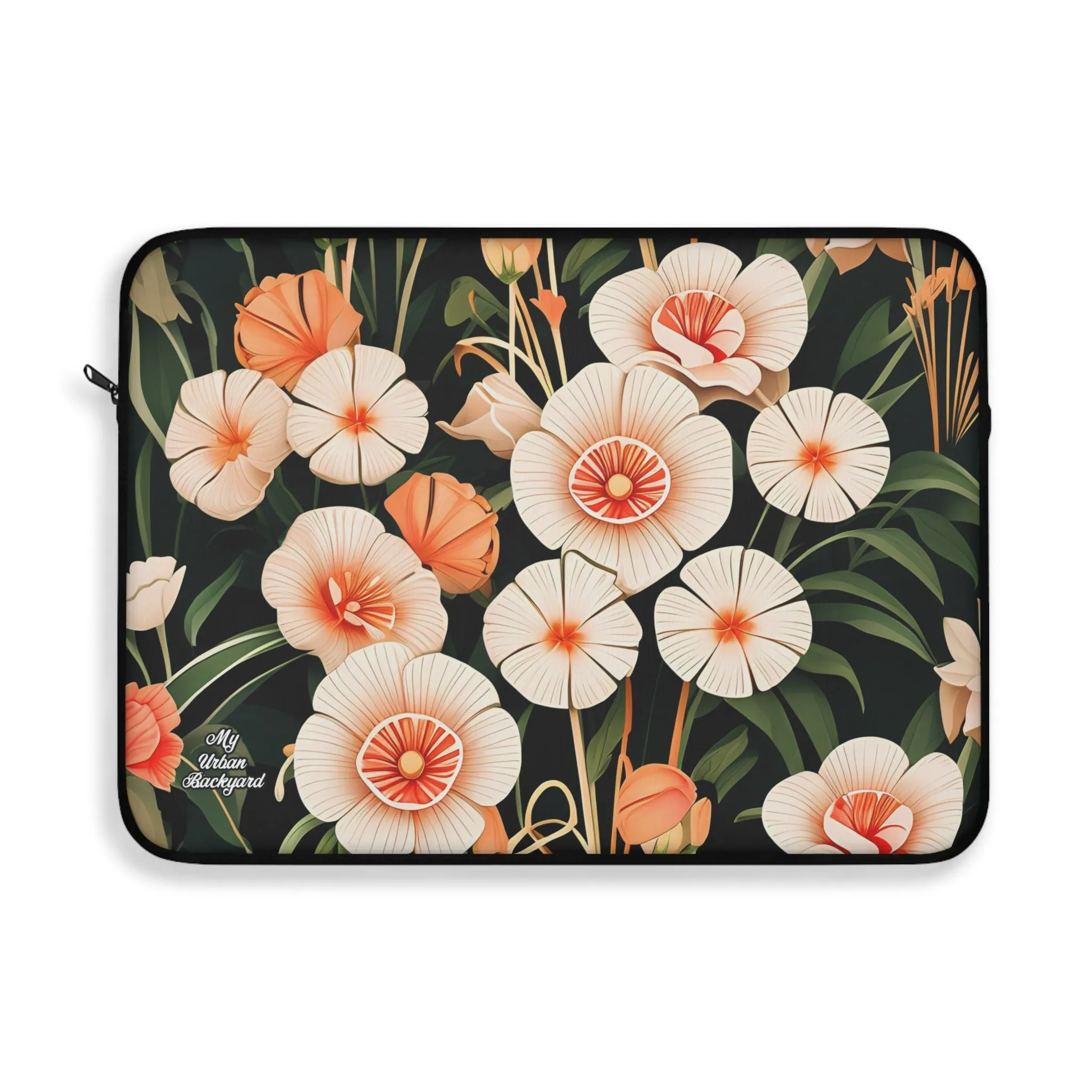 Art Deco Flowers, Laptop Carrying Case, Top Loading Sleeve for School or Work