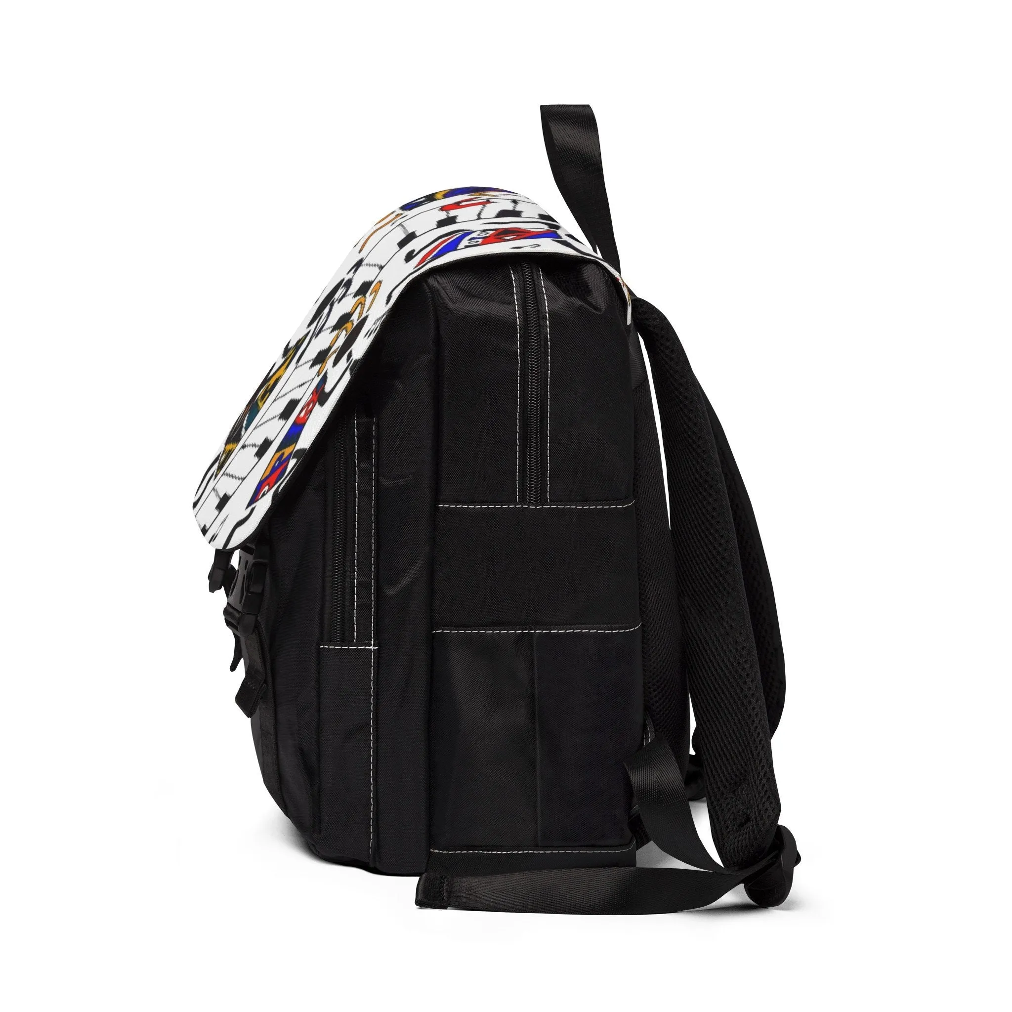 Artistic Music Design Backpack - Handcrafted, Spacious Oxford Canvas Bag