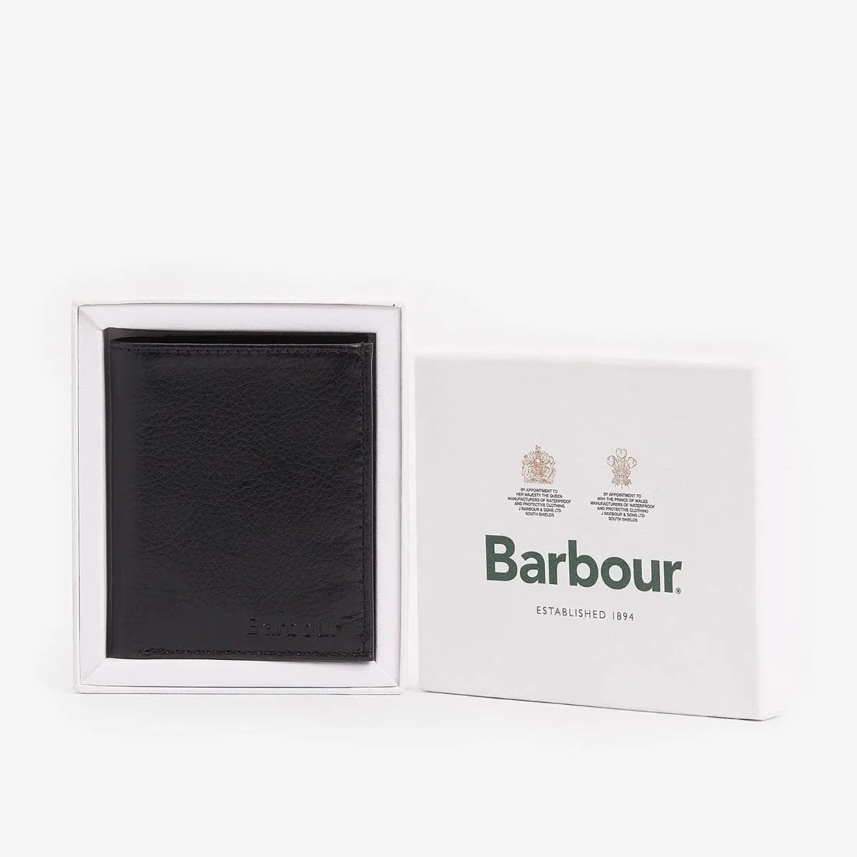 Barbour Colwell Small Leather Billfold Wallet in Black