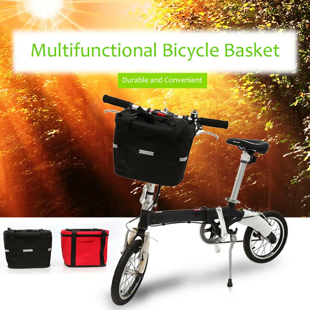 Bicycle Basket Detachable Cycling Bike Handlebar Front Carrier Bag Pet Carrier Aluminum Alloy Frame