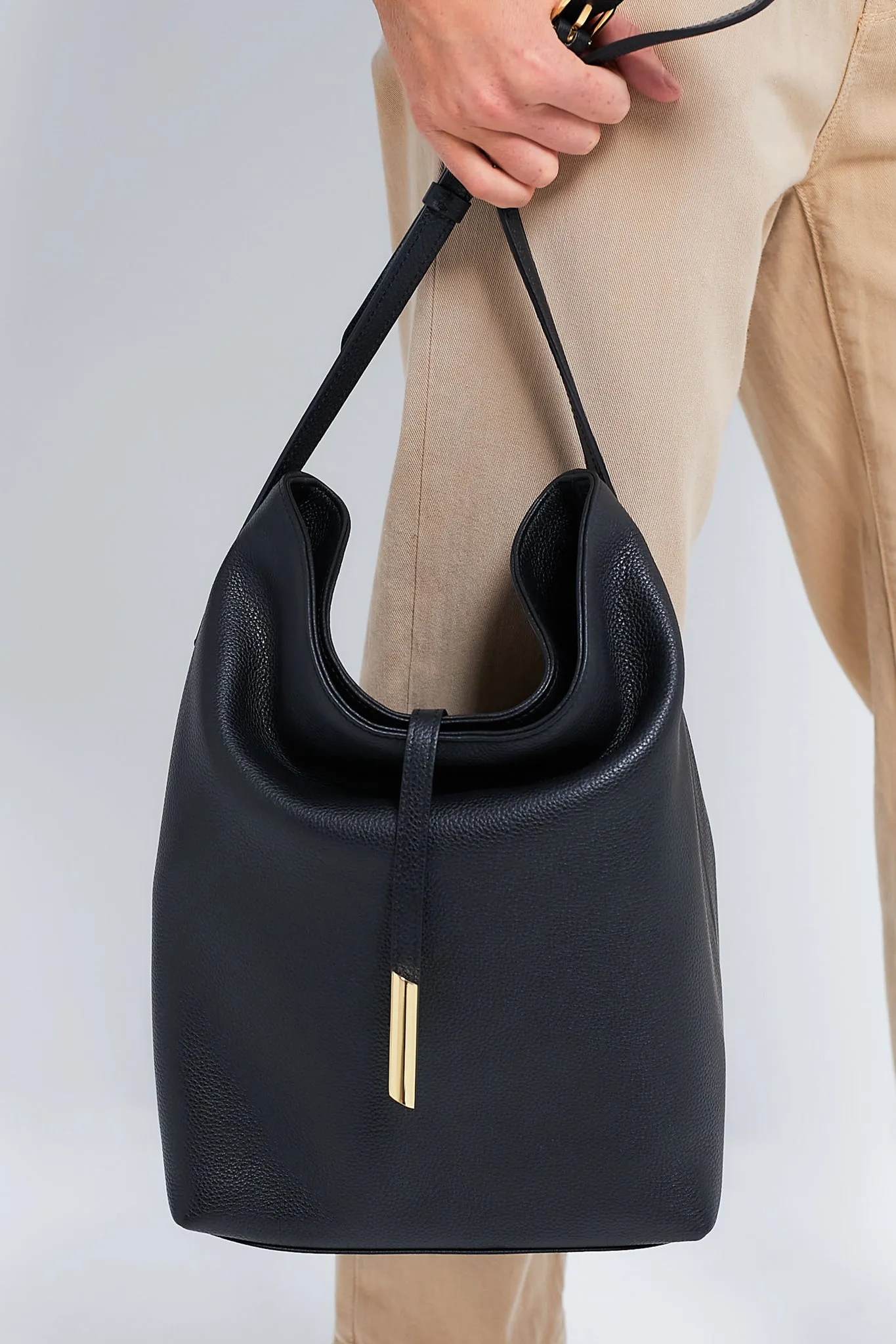 Black Penne Bucket Bag