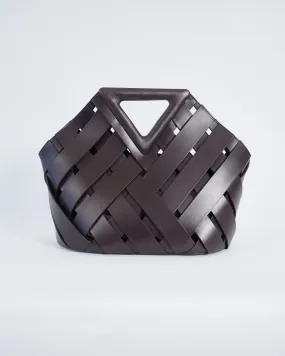 Bottega Veneta 'point' intrecciato leather tote/basket bag, chocolate