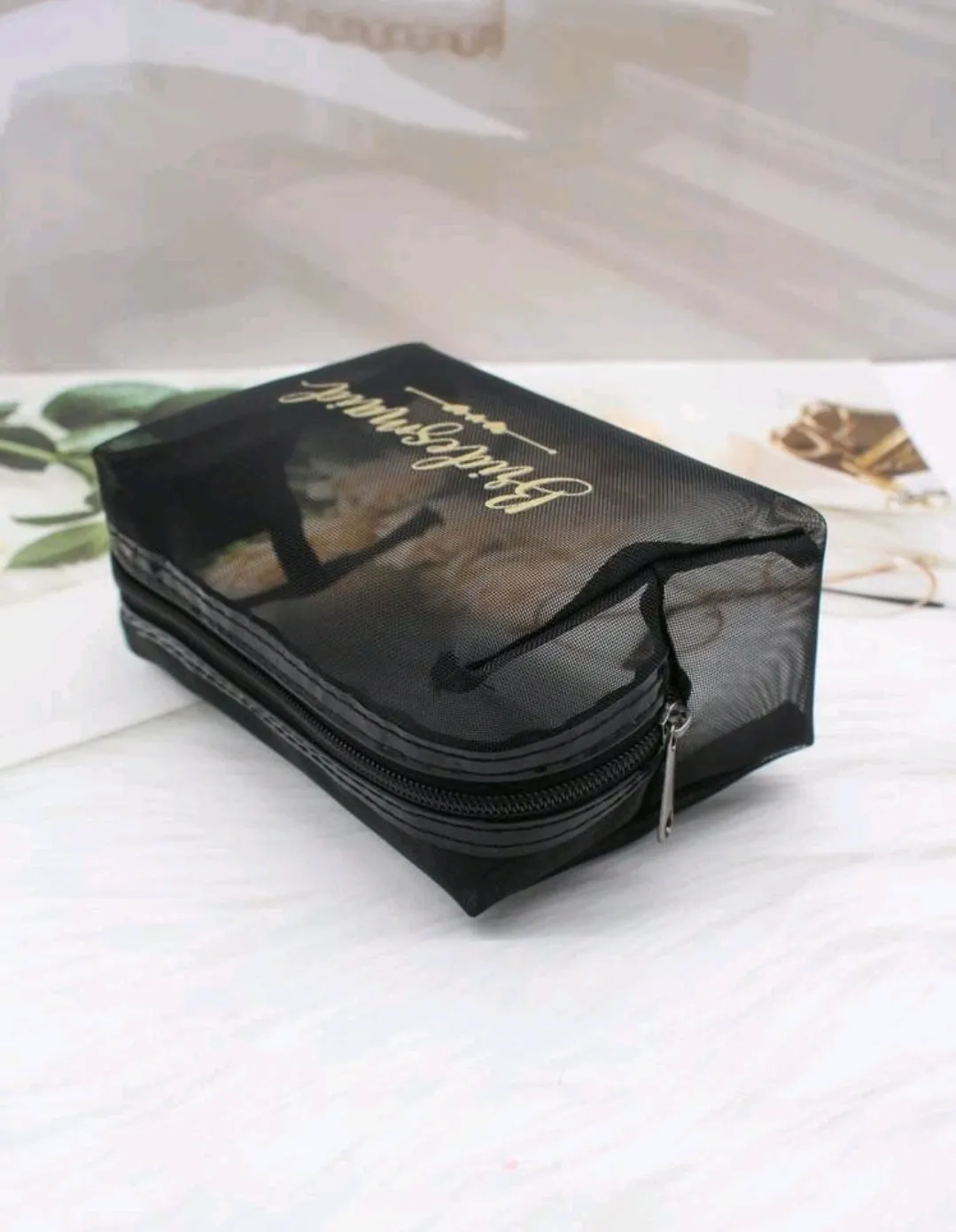 Bridesmaid Black Makeup Bag