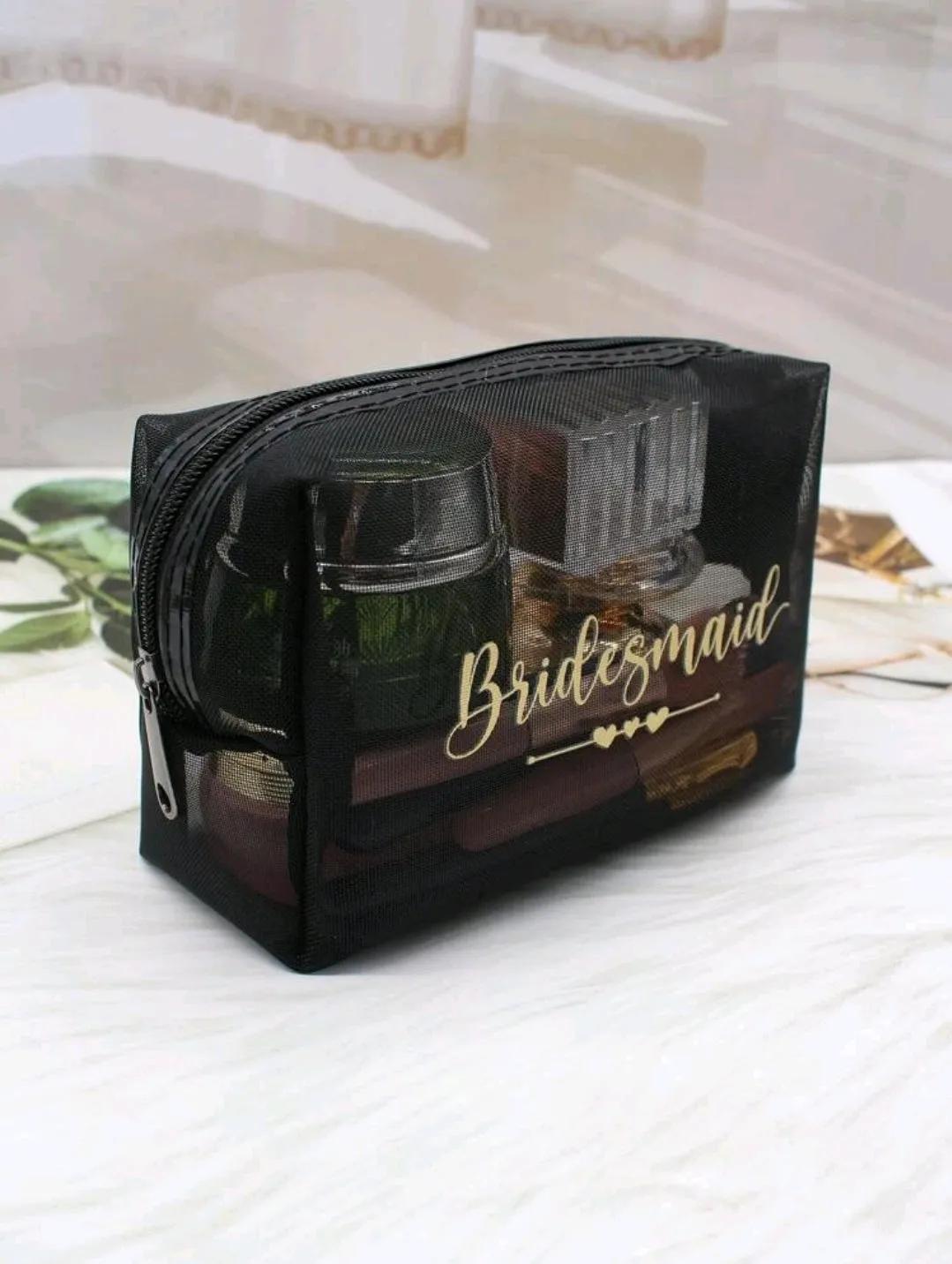 Bridesmaid Black Makeup Bag