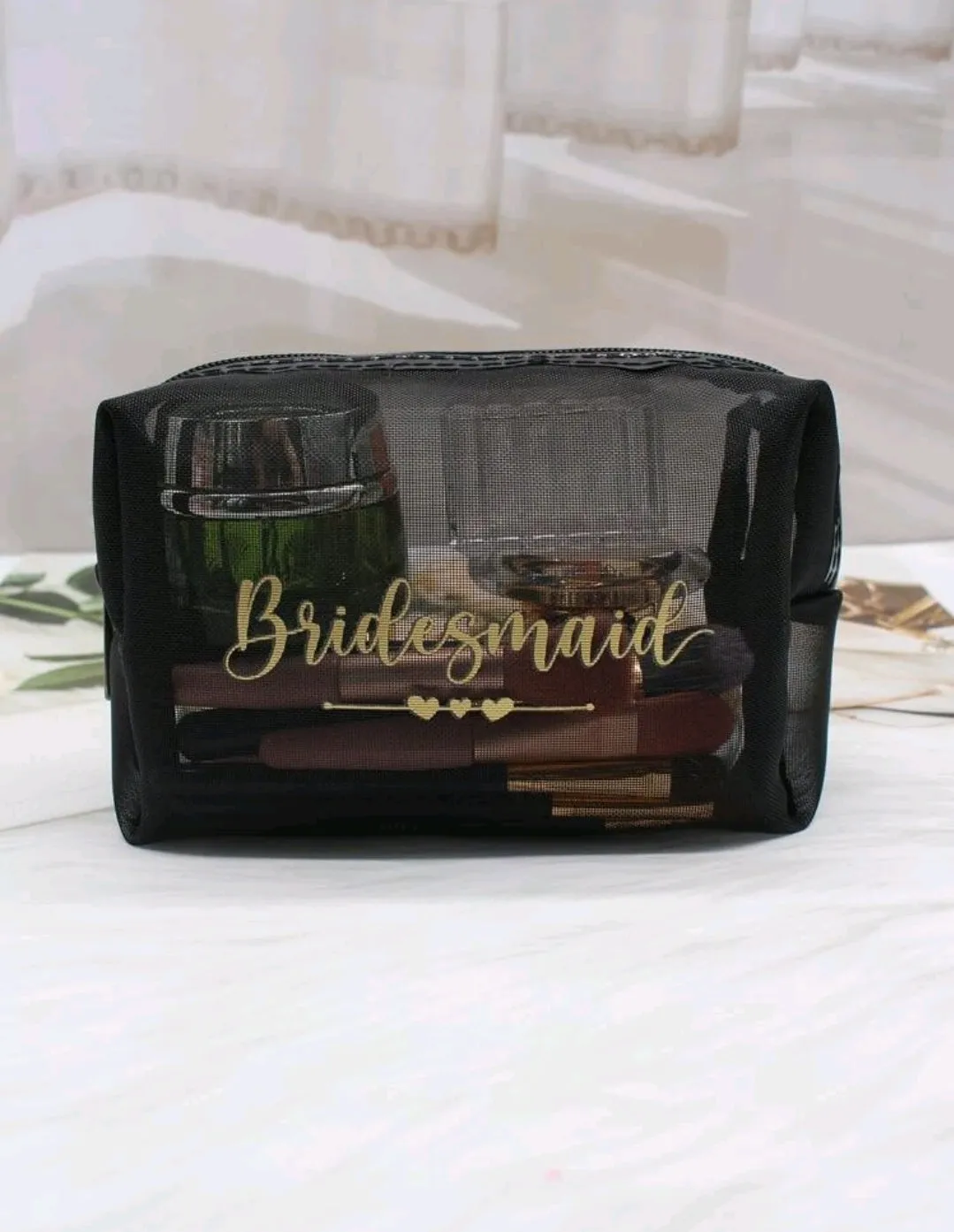 Bridesmaid Black Makeup Bag