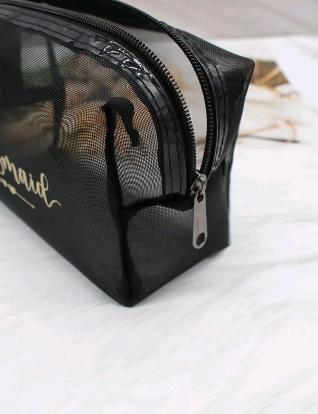 Bridesmaid Black Makeup Bag