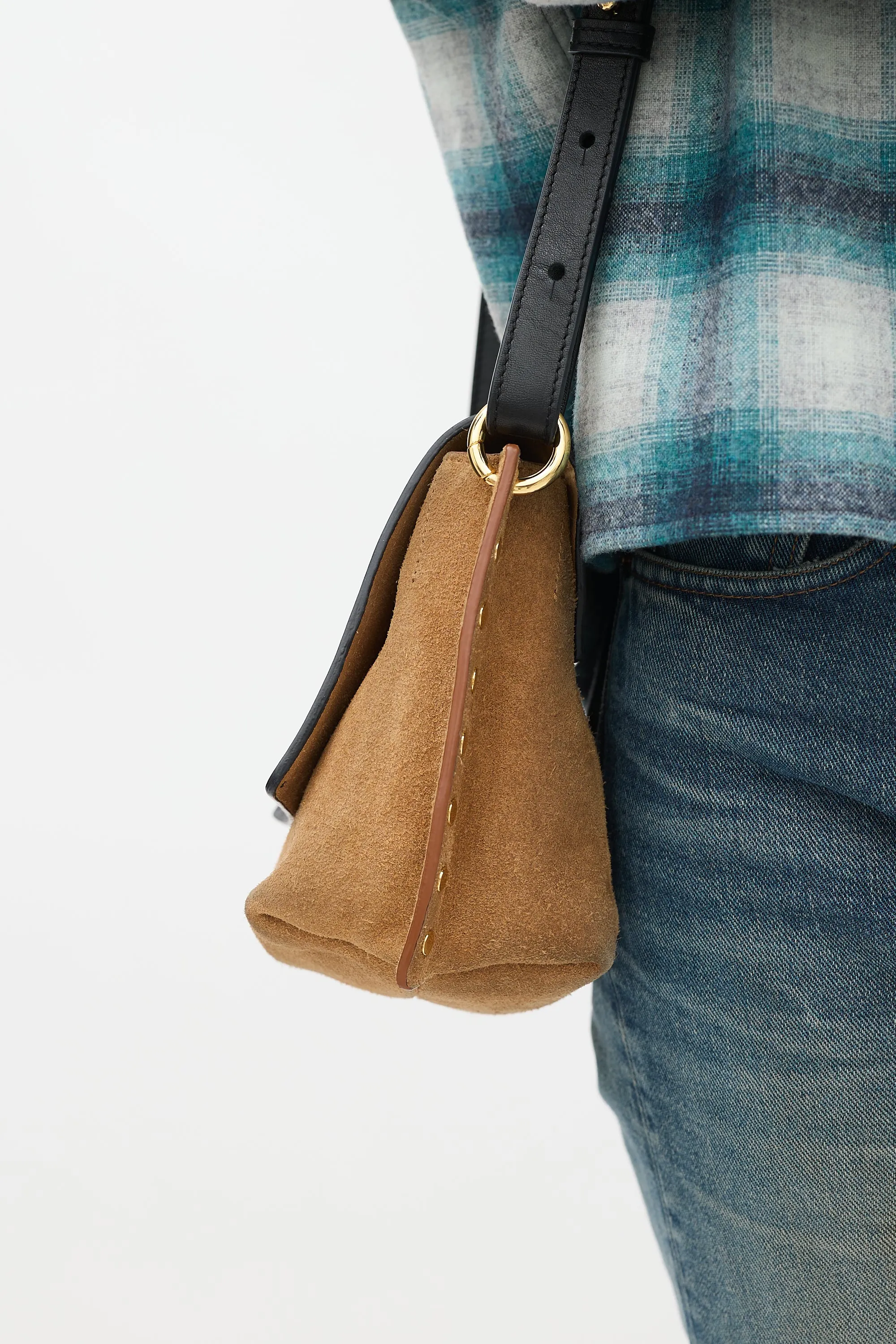 Brown & Black Suede & Leather Kleny Crossbody Bag