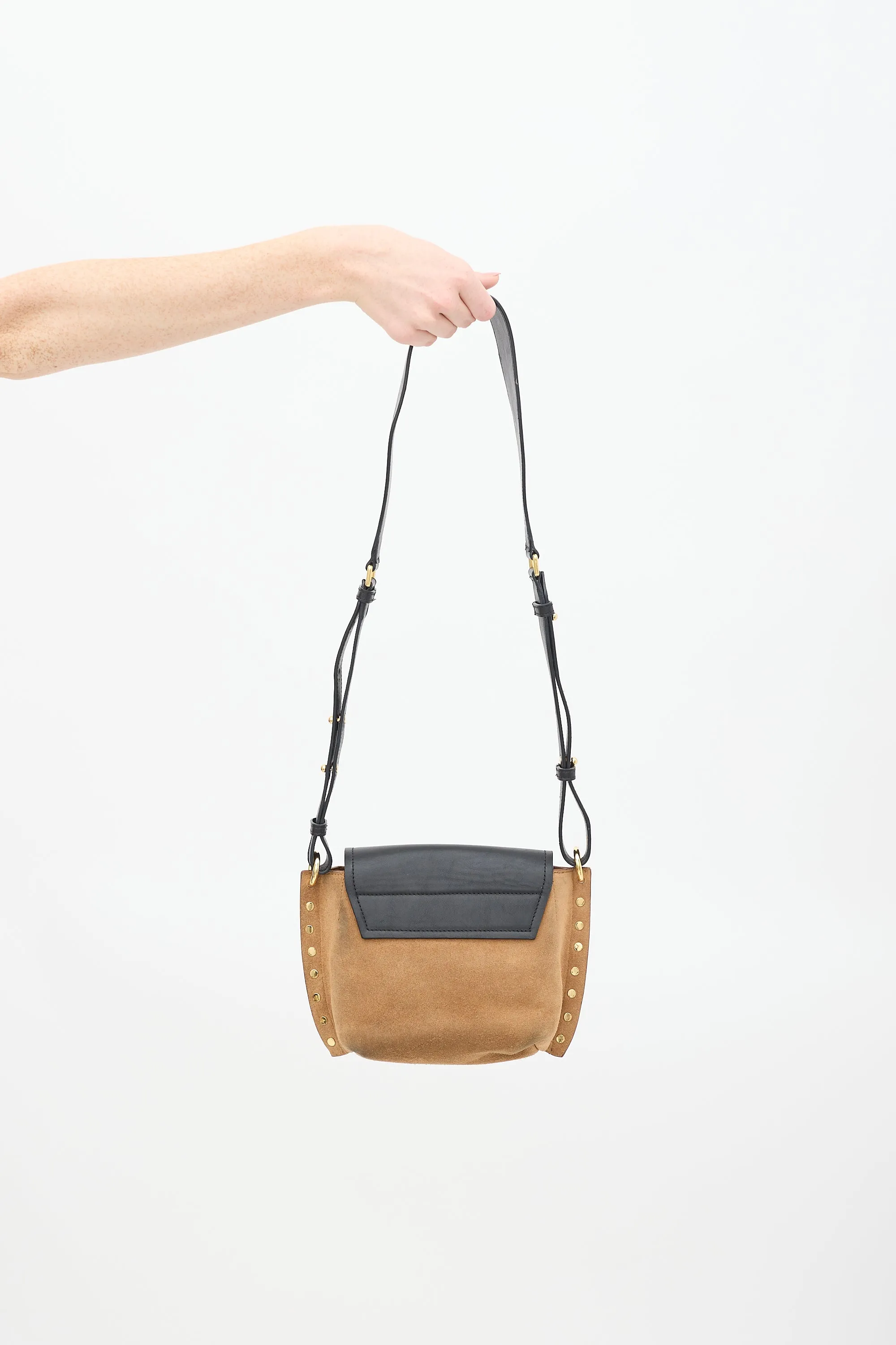 Brown & Black Suede & Leather Kleny Crossbody Bag