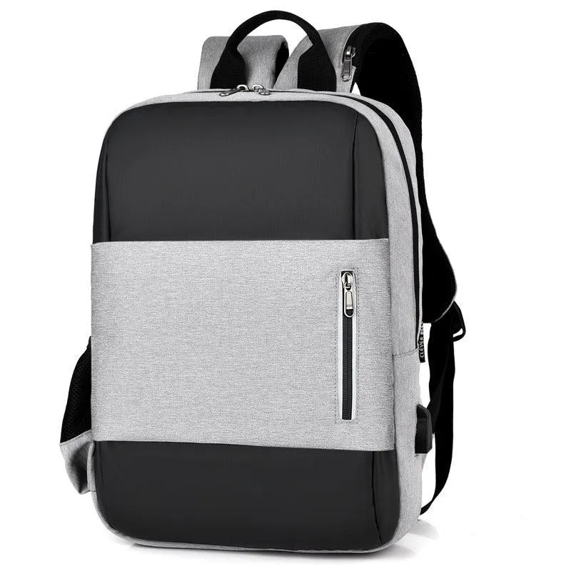 Business Large Capacity Laptop Backpack With USB Charging Port-Grey