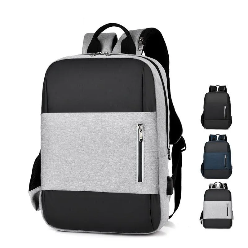 Business Large Capacity Laptop Backpack With USB Charging Port-Grey