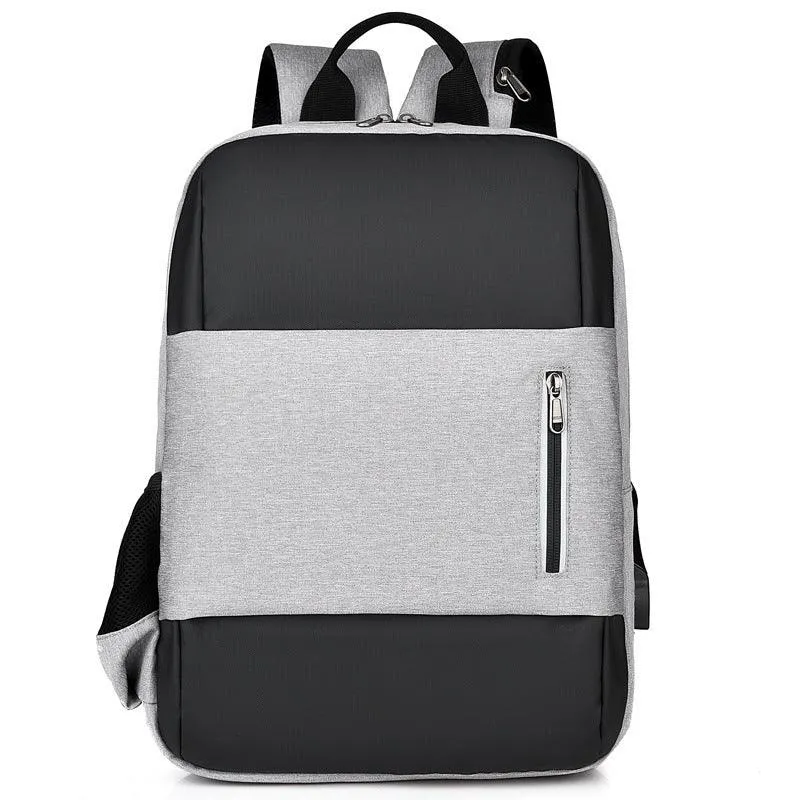 Business Large Capacity Laptop Backpack With USB Charging Port-Grey