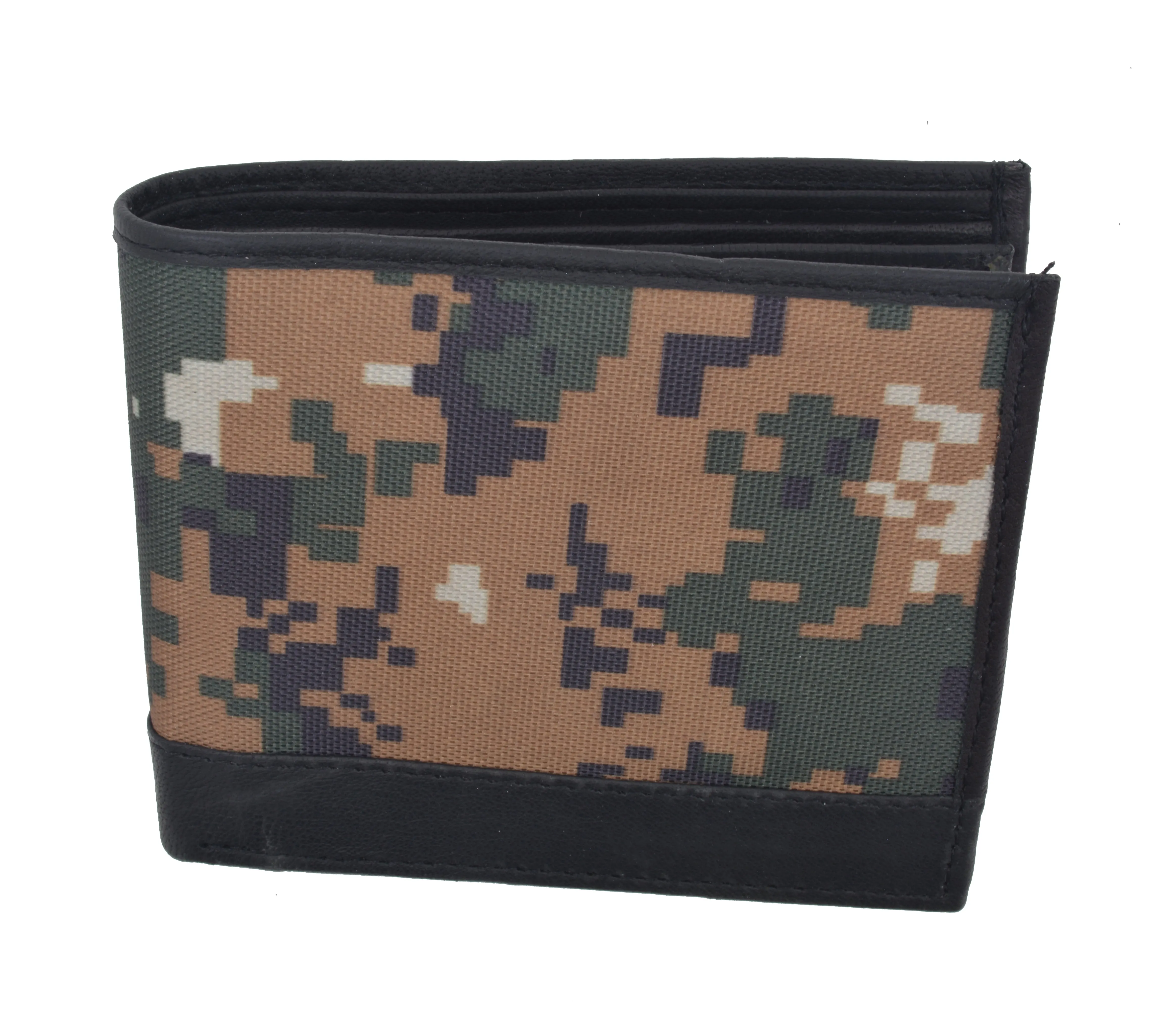 Camouflage RFID52/ Blocking Soft Leather Men's Camo Multi-Card Compact Center Flip ID Card Holder Bifold Military Style Wallet