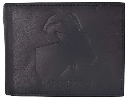 Capricorn Zodiac Sign Bifold Trifold Genuine Leather Men's Wallets