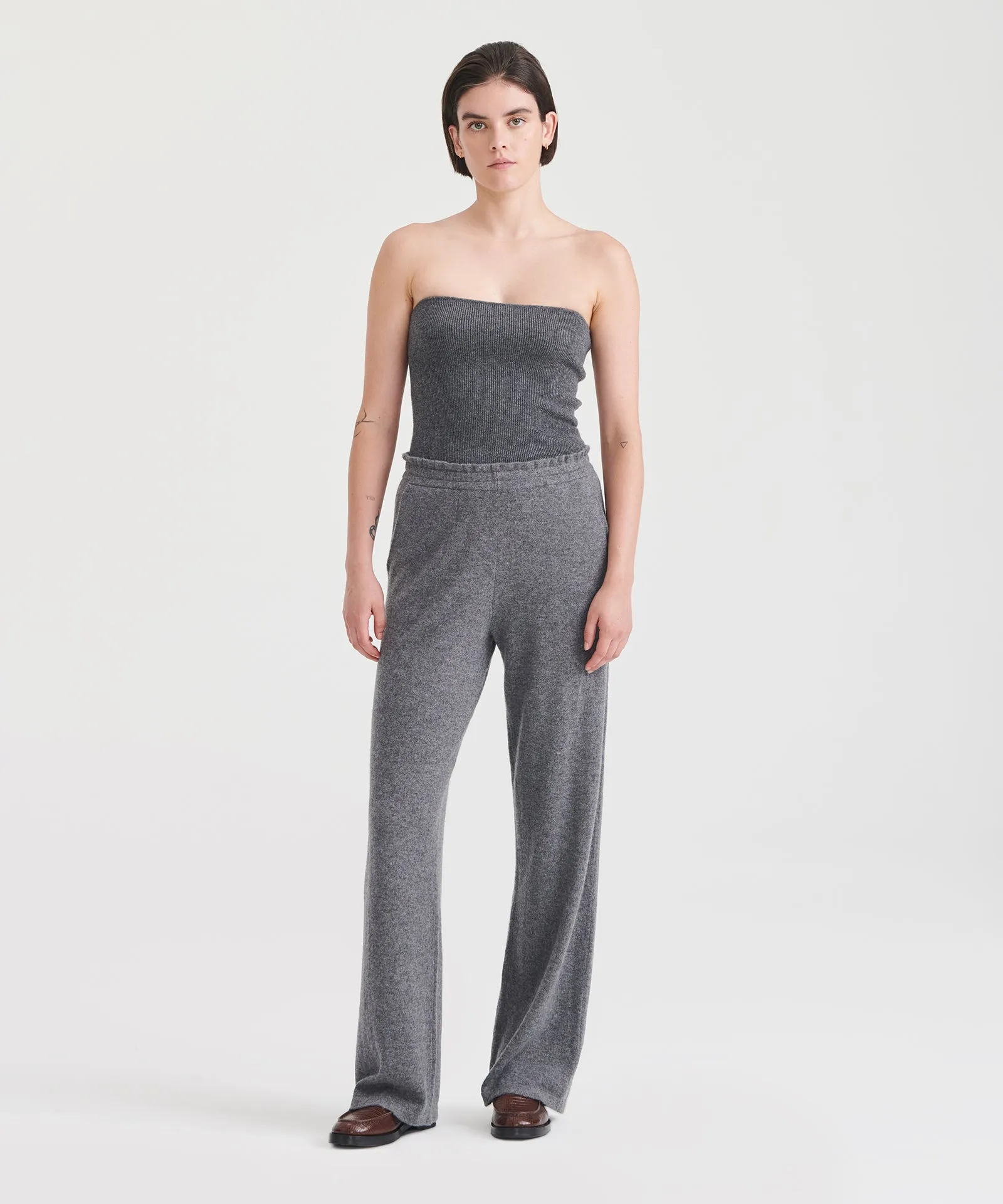 Cashmere Paperbag Wide Leg Pants