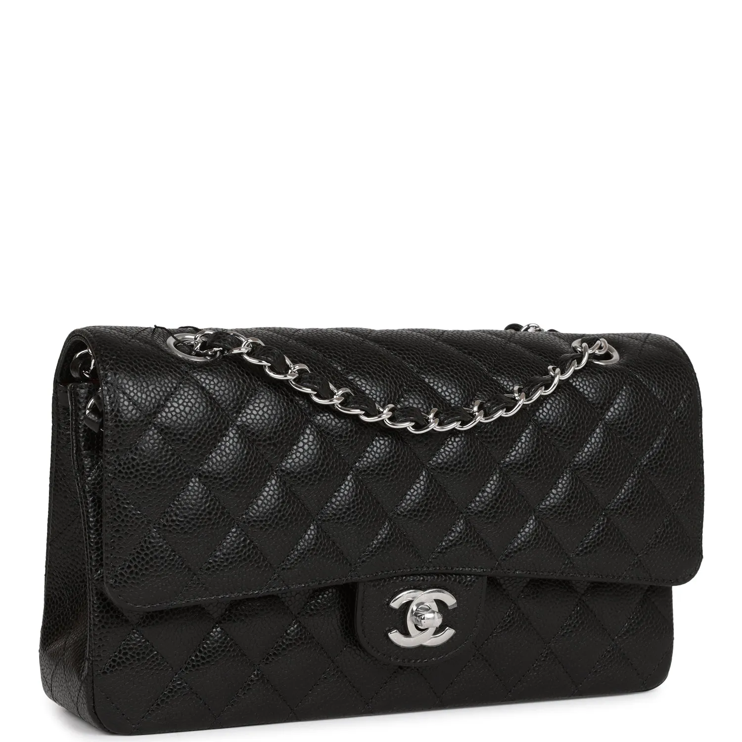 Chanel Medium Classic Double Flap Black Caviar Silver Hardware