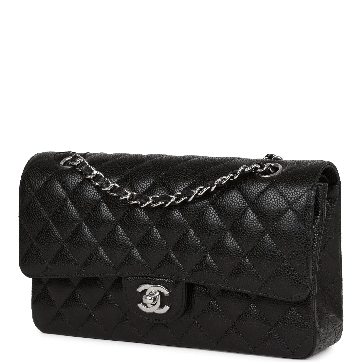 Chanel Medium Classic Double Flap Black Caviar Silver Hardware