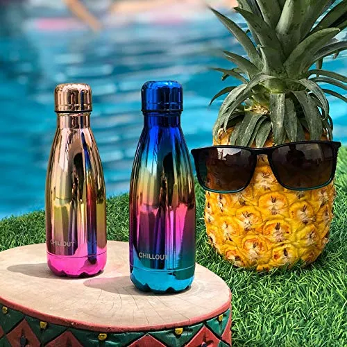 CHILLOUT LIFE Stainless Steel Water Bottle for Kids School: 12 oz Double Wall Insulated Cola Bottle Shape