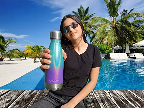 CHILLOUT LIFE Stainless Steel Water Bottle for Kids School: 12 oz Double Wall Insulated Cola Bottle Shape