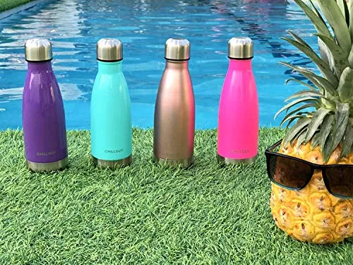 CHILLOUT LIFE Stainless Steel Water Bottle for Kids School: 12 oz Double Wall Insulated Cola Bottle Shape