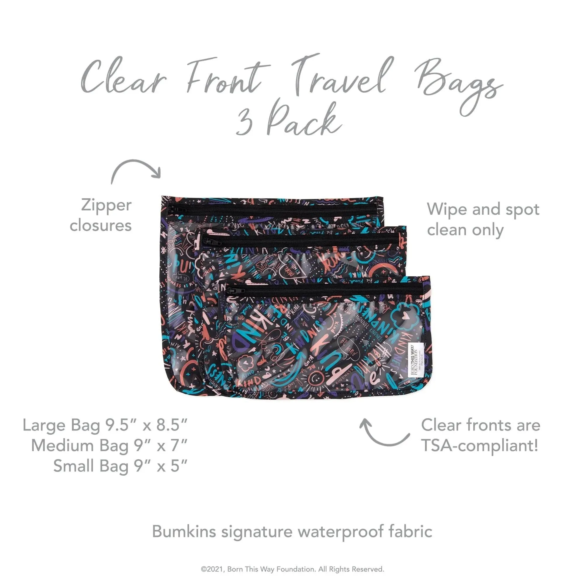 Clear Travel Bag 3-Pack: Channel Kindness