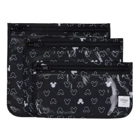 Clear Travel Bag 3-Pack: Mickey Mouse Icon Black   White