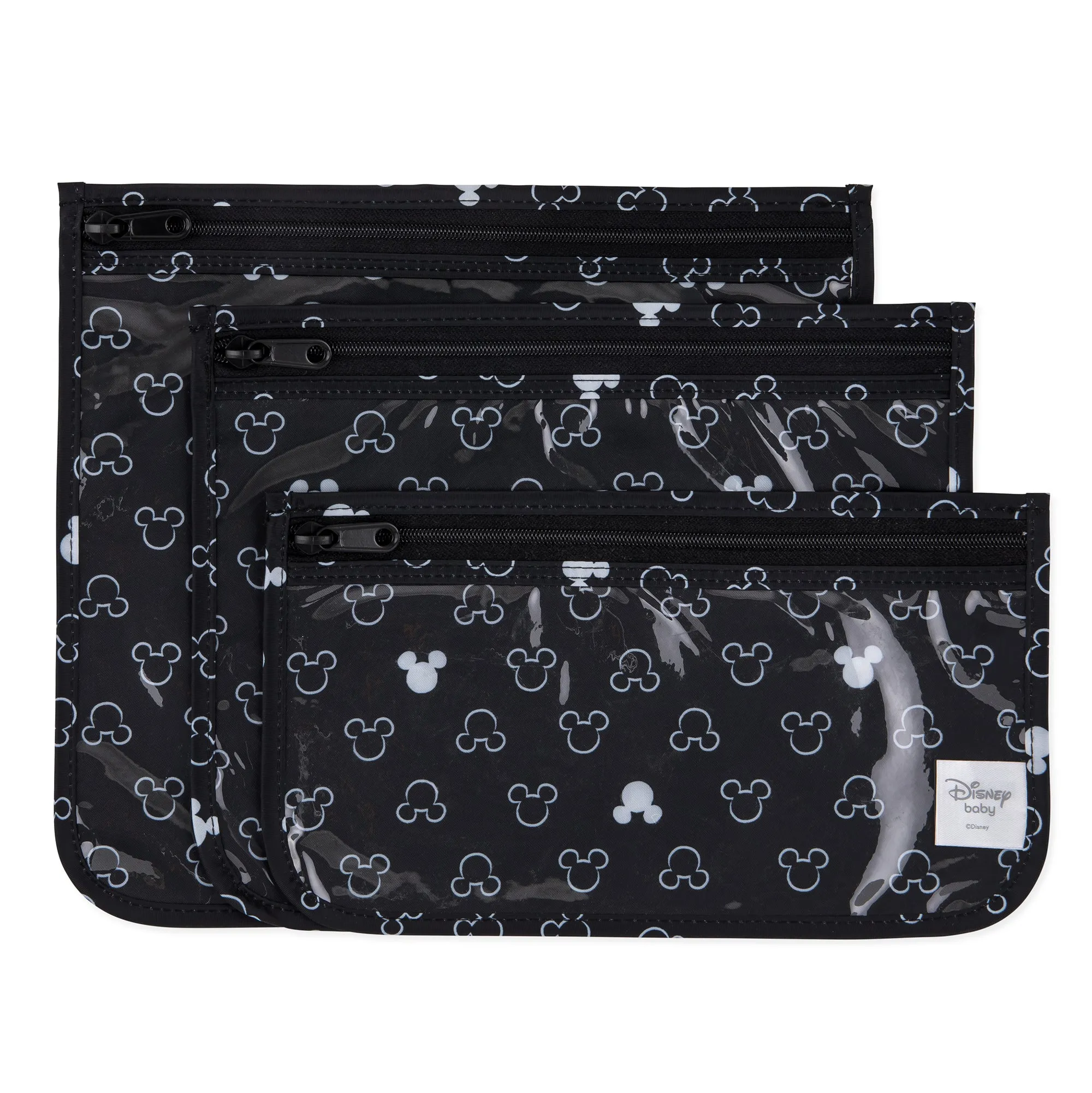 Clear Travel Bag 3-Pack: Mickey Mouse Icon Black   White