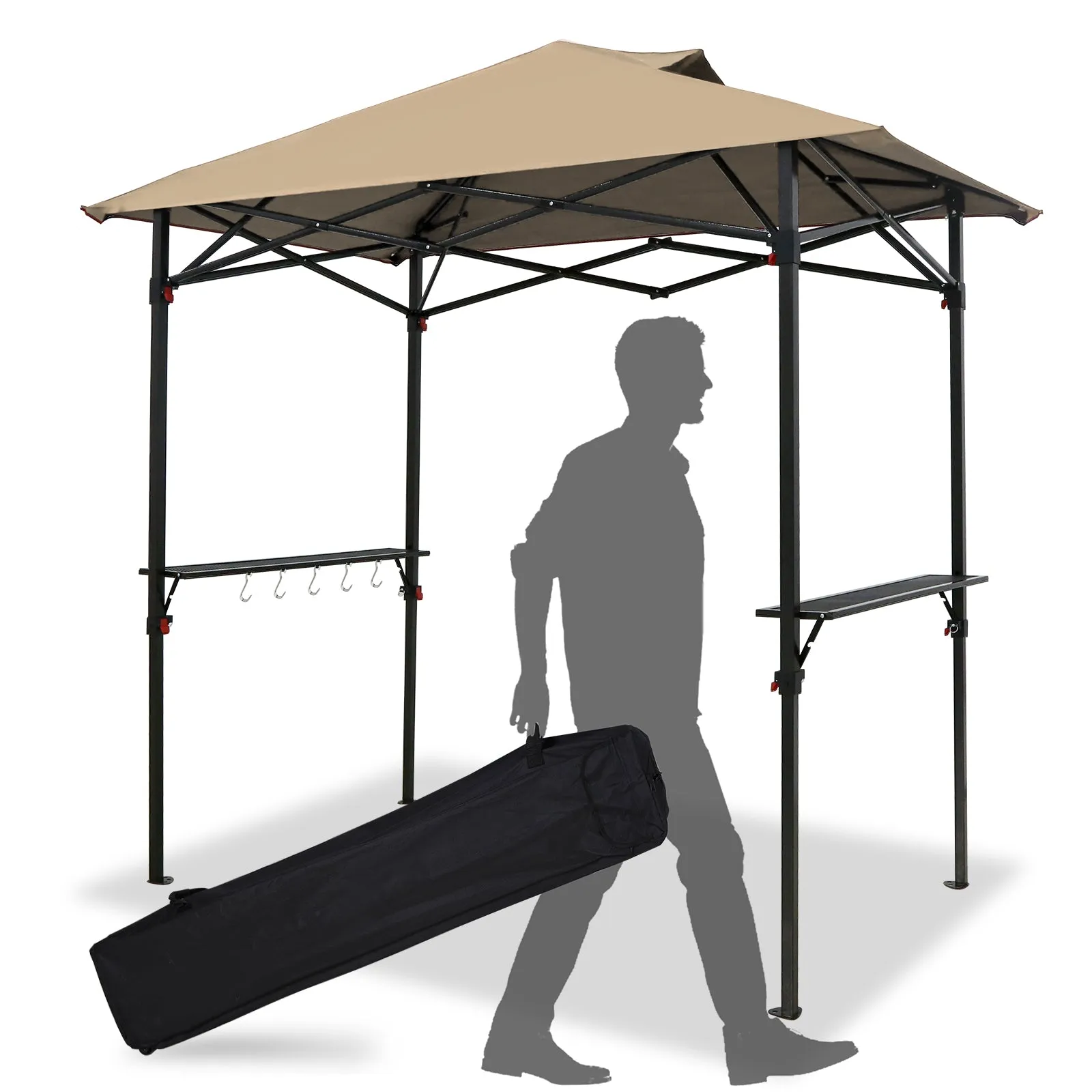 COOS BAY 8'x5' Pop up Grill Gazebo with Roller Bag