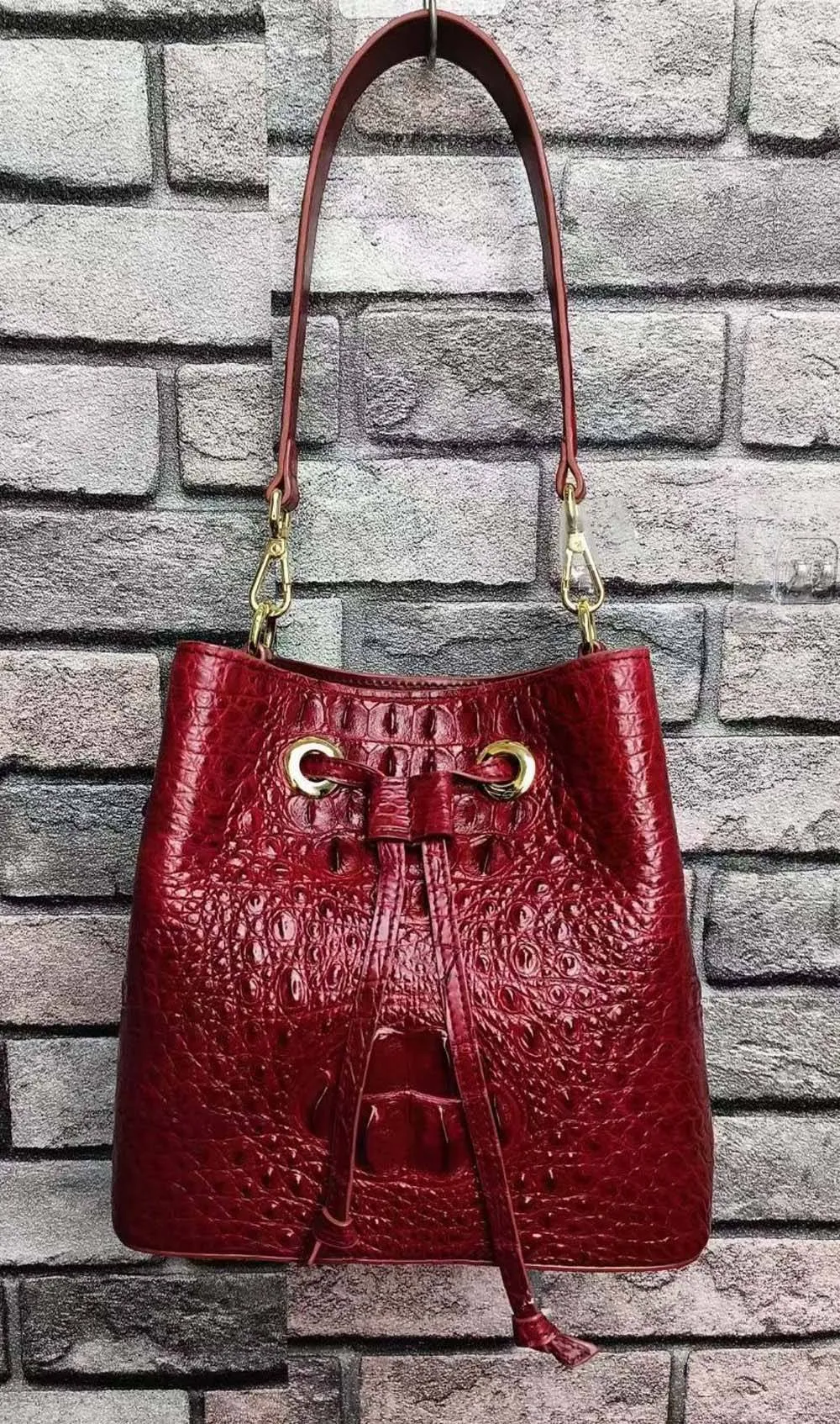 Crocodile Leather Bucket Bag