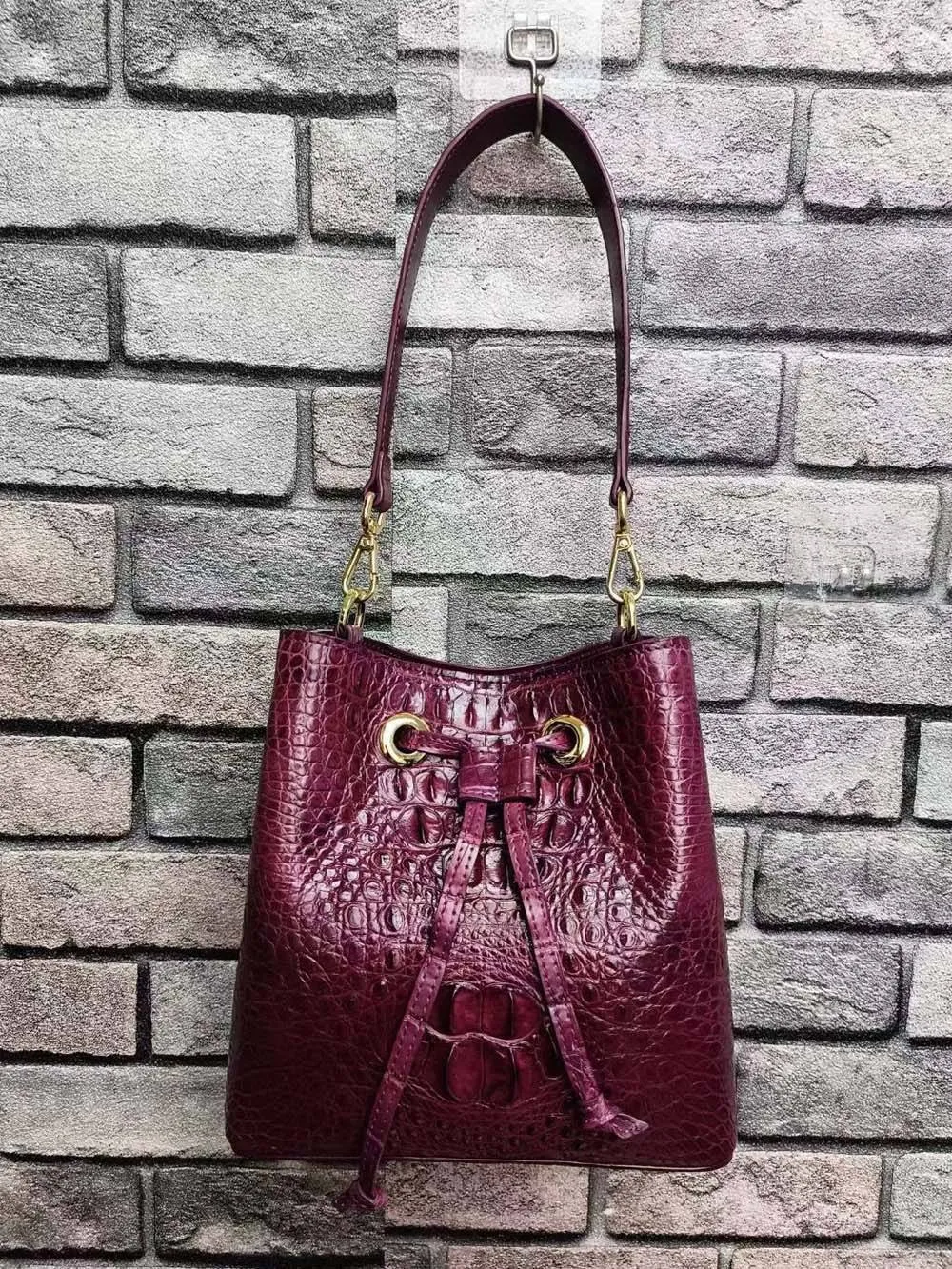 Crocodile Leather Bucket Bag