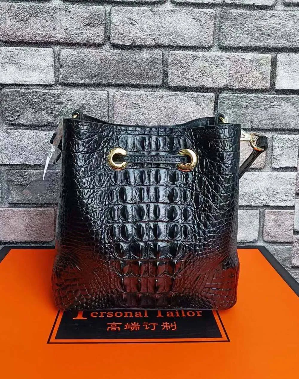 Crocodile Leather Bucket Bag