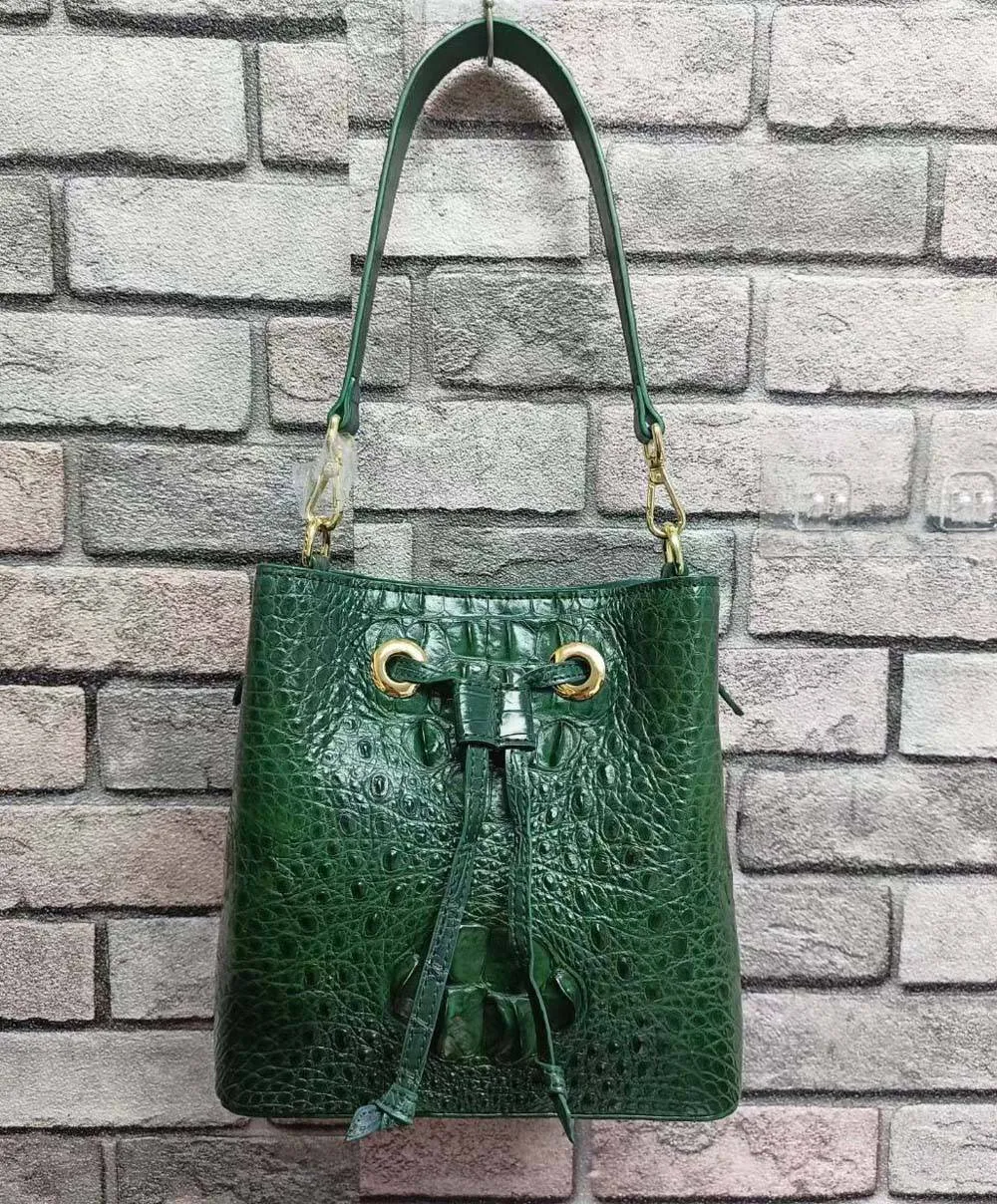 Crocodile Leather Bucket Bag