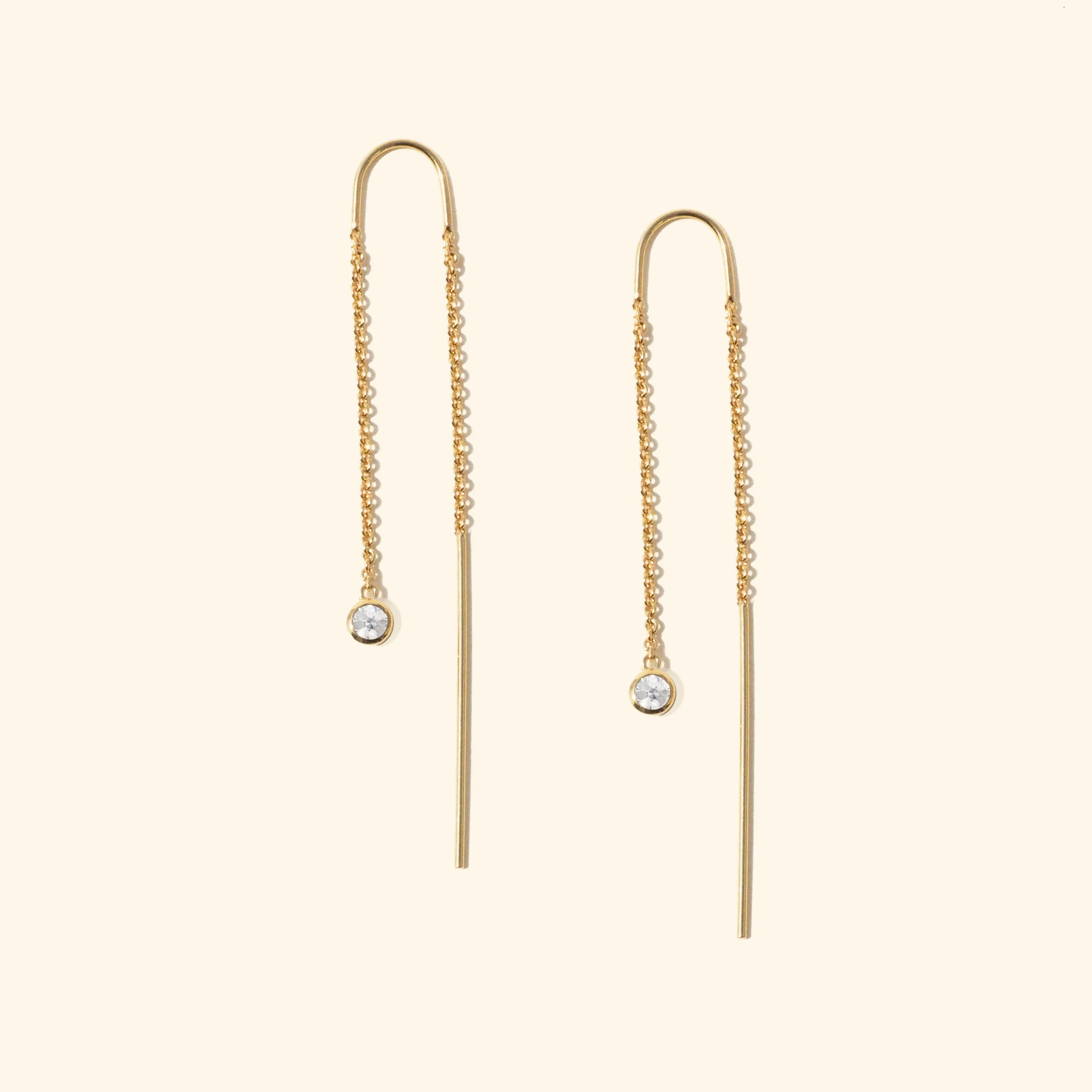 Crystal Bezel Threader Earrings