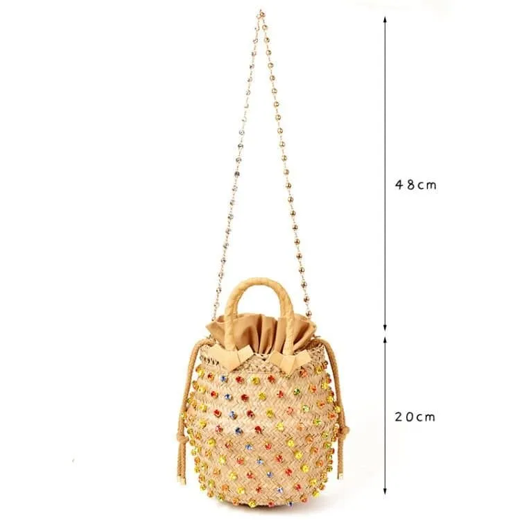 Crystal Embellished Woven Tote Bag