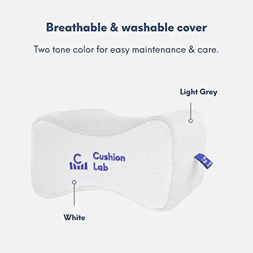 Cushion Lab Extra Dense Orthopedic Knee Pillow for Side Sleepers w/ Hypoallergenic Cover - Firm Leg Support for Hip, Pregnancy, Sciatica, Joint, Spine, Back Pain Relief - Memory Foam Contour Wedge