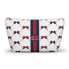 Custom Initial Personalized Bow Makeup Bag - Custom Initial, Makeup Bag, Arizona, Red and Blue, Wildcats